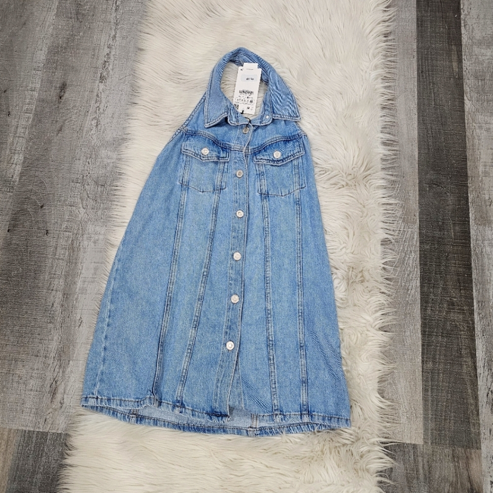 Zara  denim mini haler dress chambray